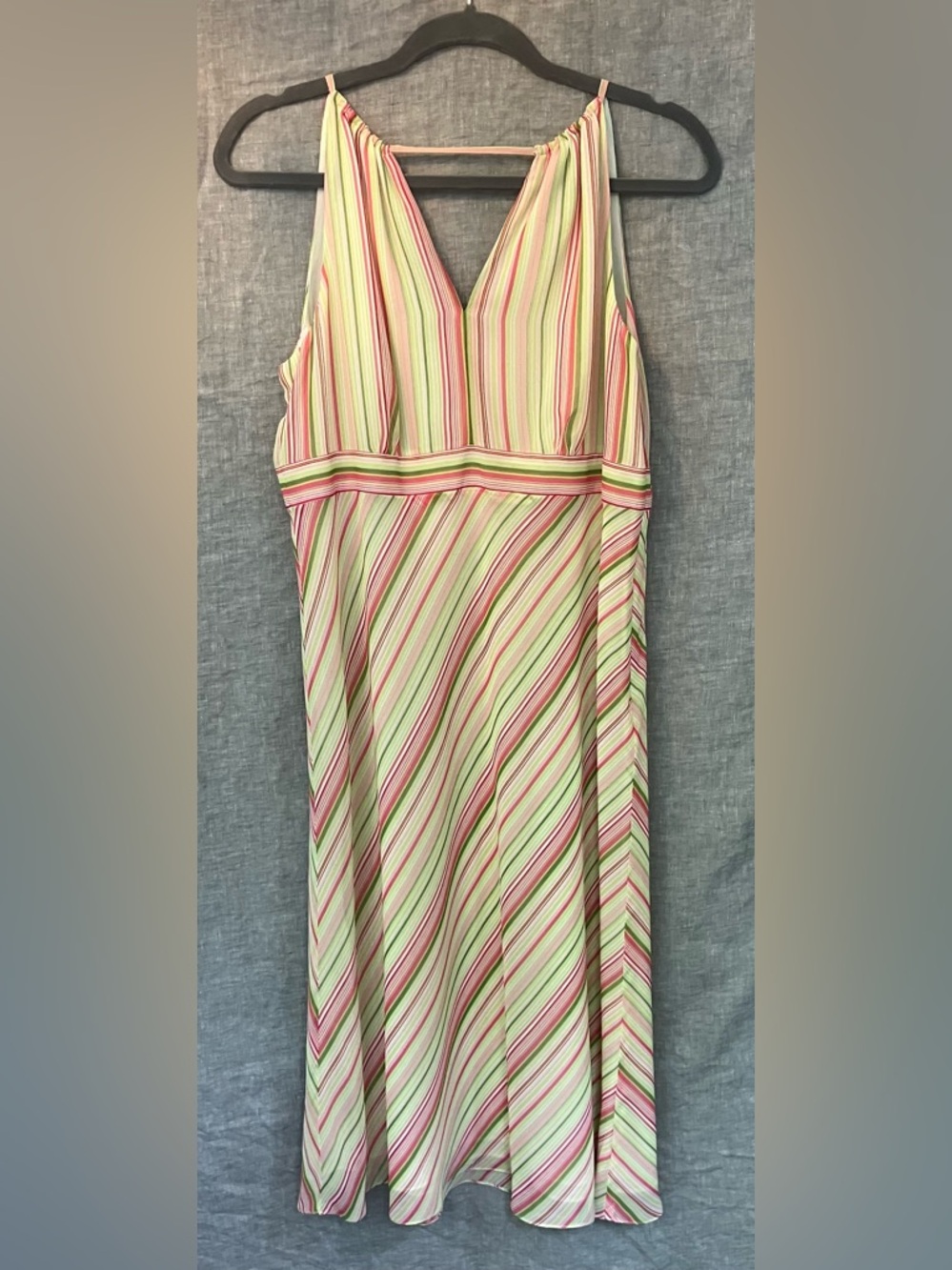 Vintage Y2K LOFT Striped Dress in Hot Pink and Lime Green Stripes, size 12.